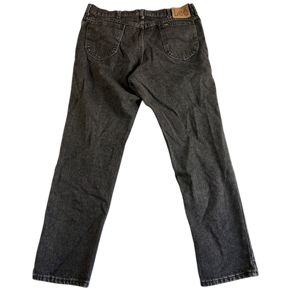 VTG Lee Jeans Men 38x32 (37x31) Gray Denim Union Made Straight Charcoal Wash USA - Picture 2 of 7